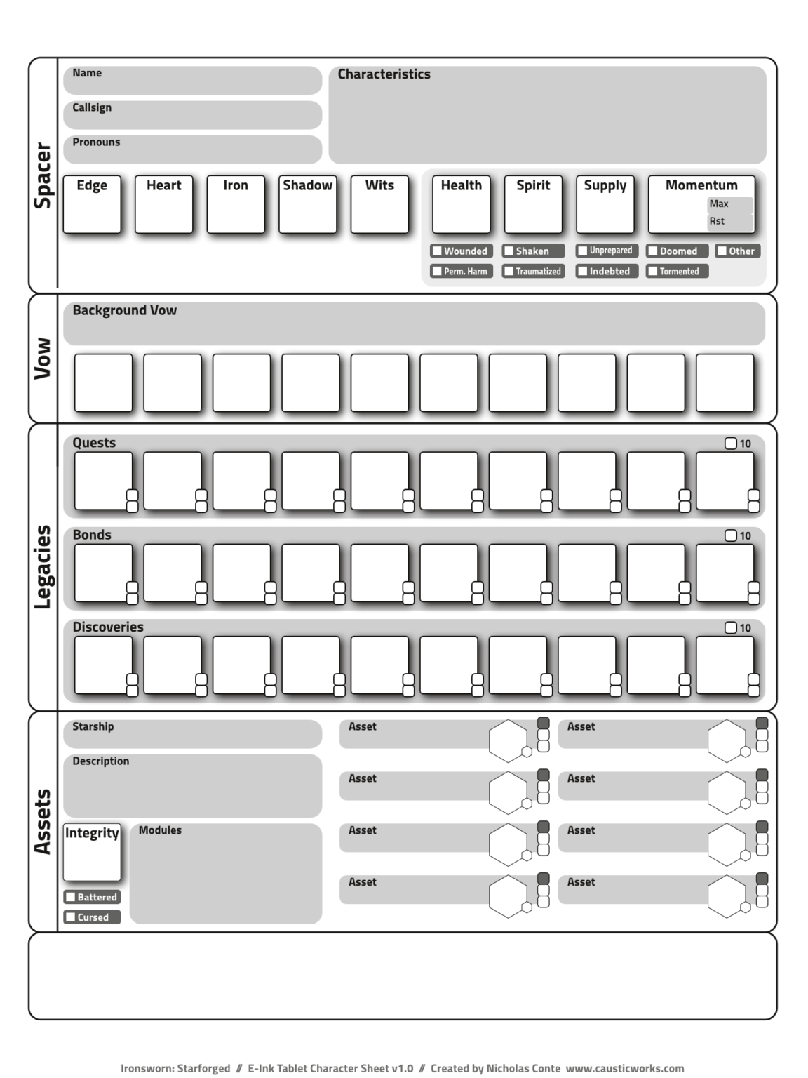 Ironsworn Character Sheet template v1.0 (1408x1872px)