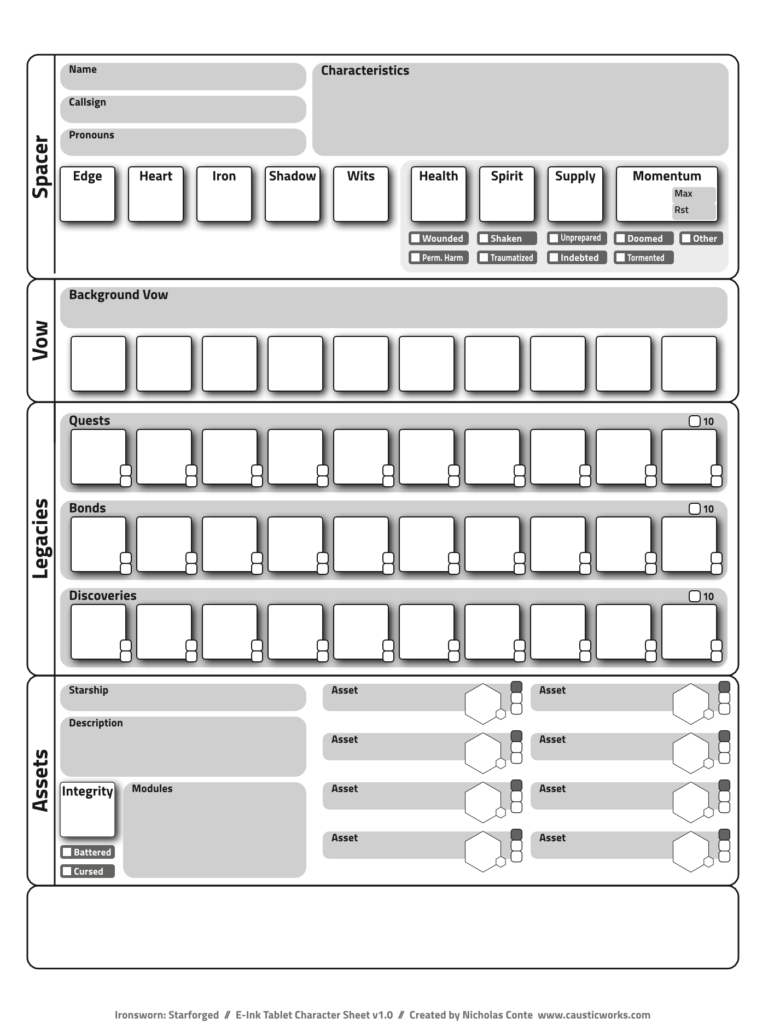 Ironsworn Character Sheet template v1.0 (1408x1872px)